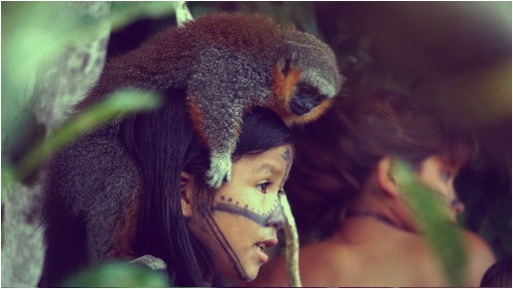 AMAZON KID WITH ANIMAL ON HEAD